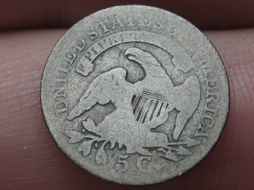 1837 Capped Bust Half Dime- About Good Details, Large 5C - Picture 2 of 3