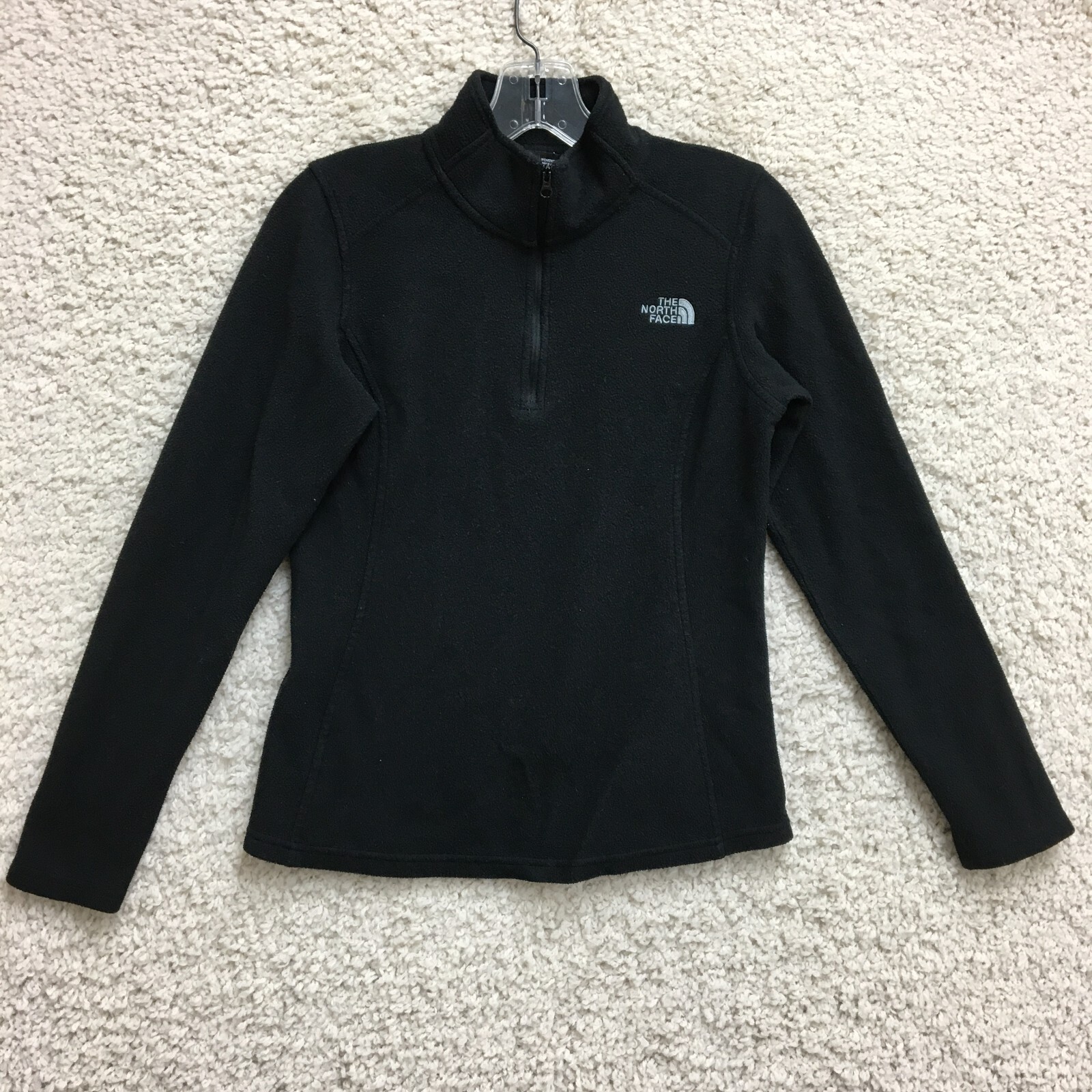 The North Face Sweater Extra Small Black 1/4 Zip Pullover Fleece Logo Womens XS
