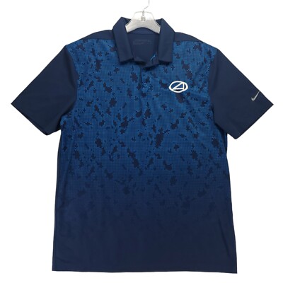 Nike Golf Dri Fit Polo Shirt Mens M Blue Short Sleeve Digital