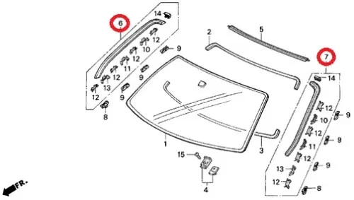 Honda Genuine Civic del Sol Molding Assembly RH+LH Front Windshield Side 1993~97 - Image 2 of 4