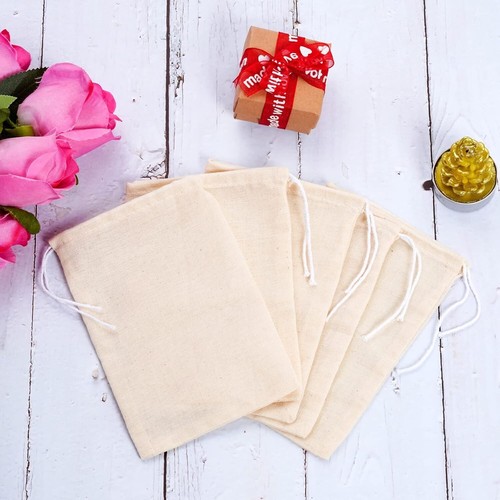 200Pcs Cotton Drawstring Bags 4x6 Inches Reusable Gift Jewelry Storage Pouches - Picture 5 of 9