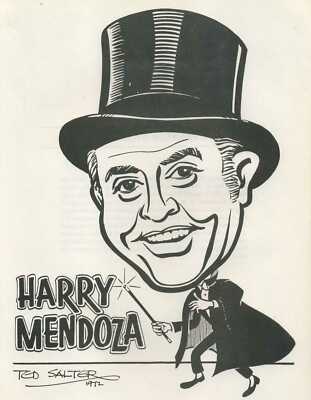 Harry Mendoza caricature 1988 The Magic Castle Walls of Fame book by Ted Salter