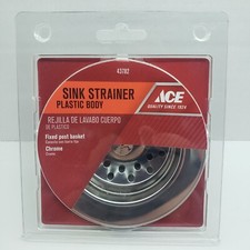 ACE Sink Strainer Plastic Body Chrome Strainer Fixed Post Basket 43782
