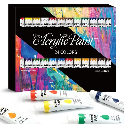 Acrylic Paints Set - 12/24 Colors 12ml Art Painting Kit Supplies for Wood, Canva - Imagen 3 de 4