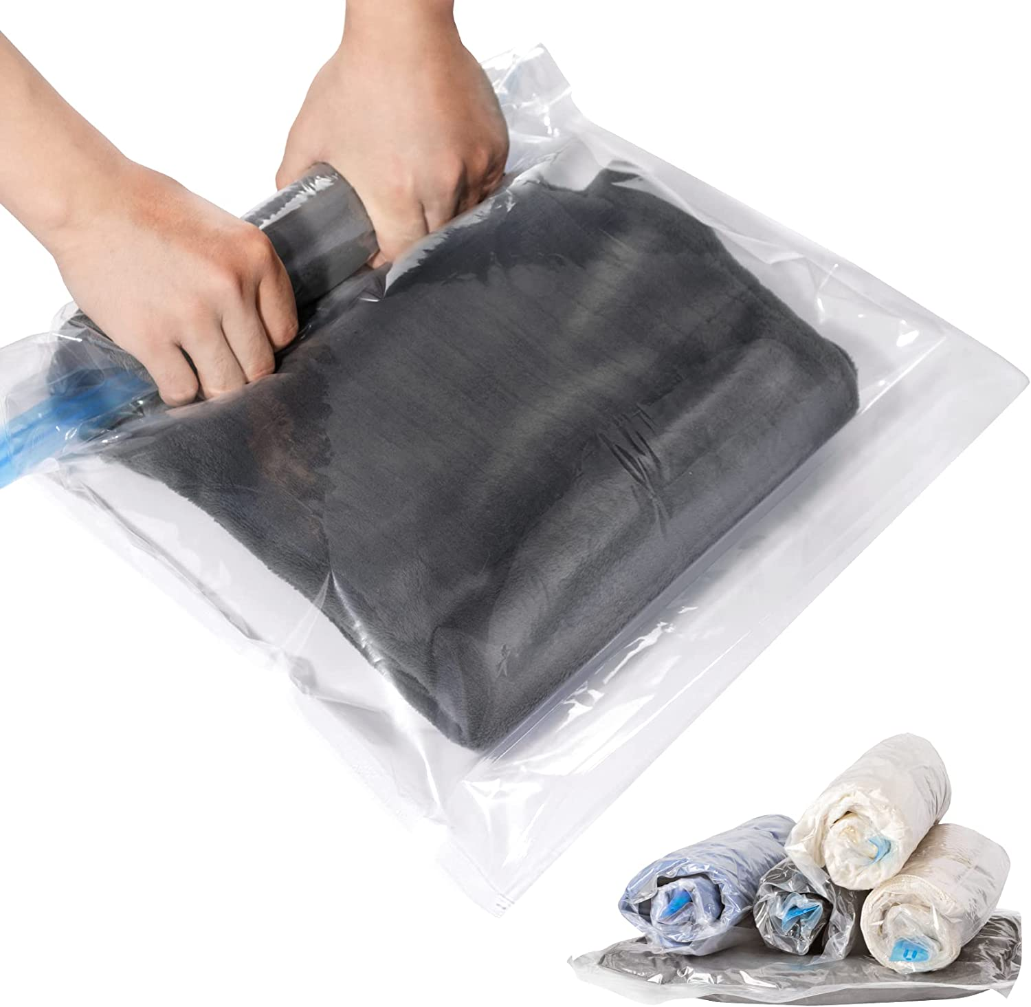 RollUp Vacuum Bags for Travel, No Vacuum Pump Needed Vacuum Storage