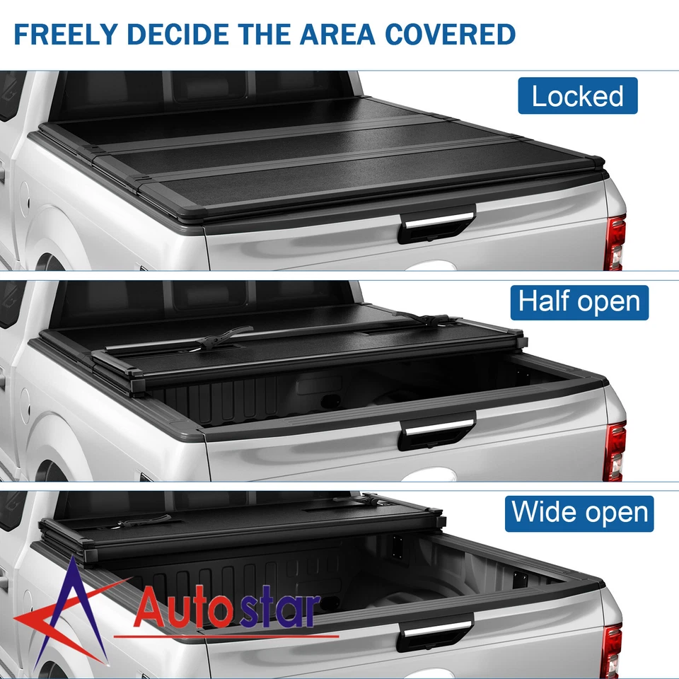 Cubierta Tonneau de plataforma rígida sólida triple plegable para camioneta Ford F-150 2004-2014 5,5 ft Foto 4 de 4