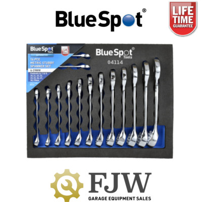 BlueSpot Tools Stubby Short Spanner Wrench Set in EVA Foam Tray 14-Piece 6-19mm