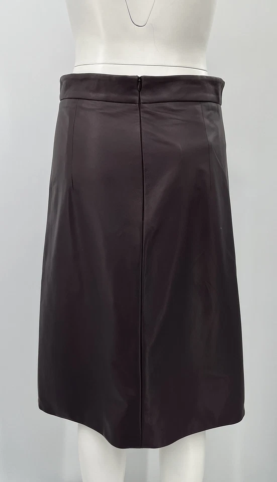 Akris Retail-$2490 真皮高低 A 字中裙 Aubergine sz8 全新带标签 — 第 3/4 张图片