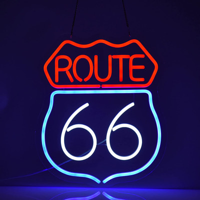 Historic Route 66 Neon Sign Beer Bar Home Art Man Cave Neon Light Handmade with 
