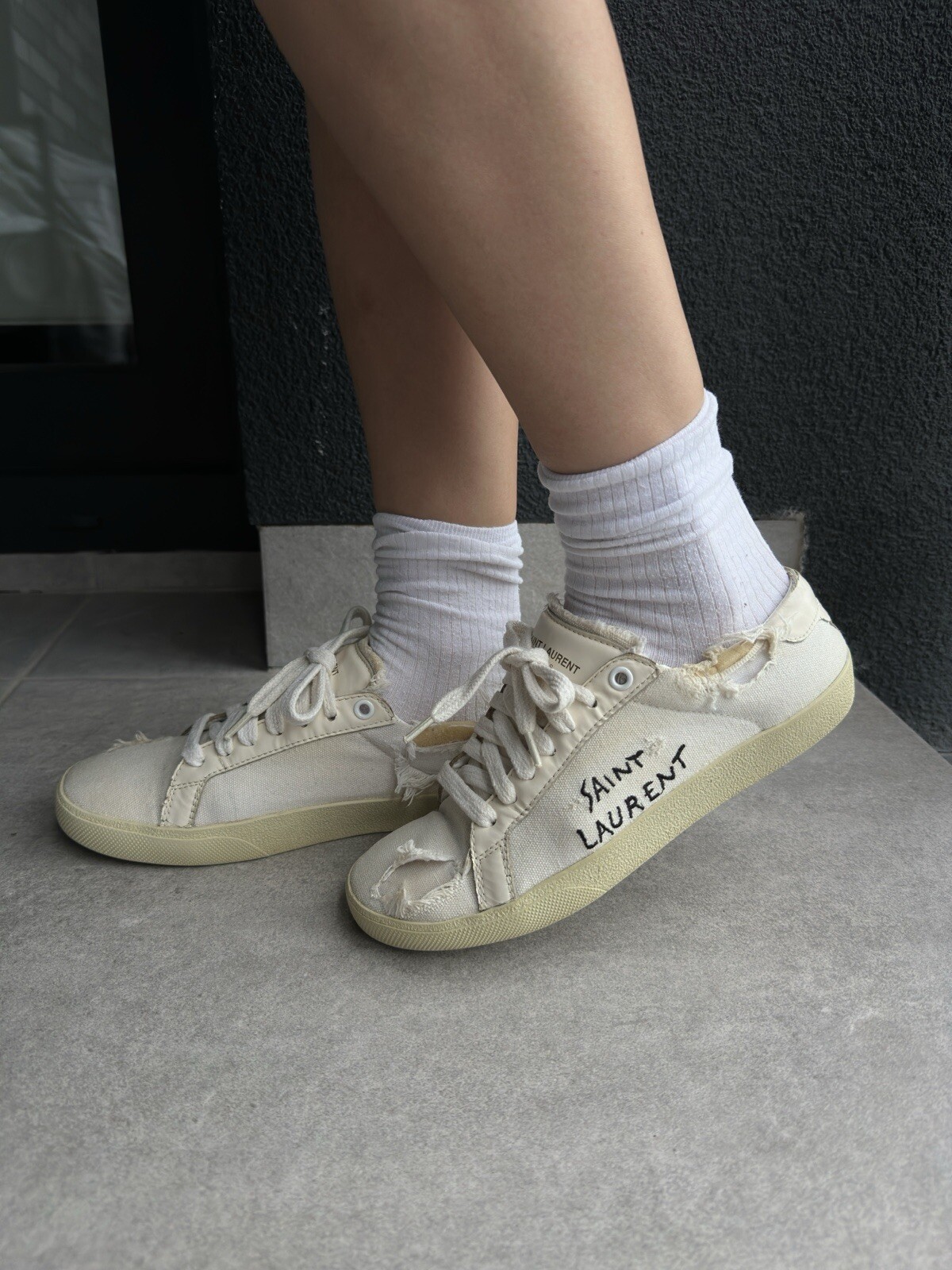 Scarpe donna Saint laurent Ysl sneakers basse Keds cotone taglia 38