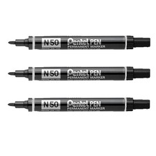 Pentel N50 Permanent Marker Bullet Tip Writes a 2mm Line Pack of 3