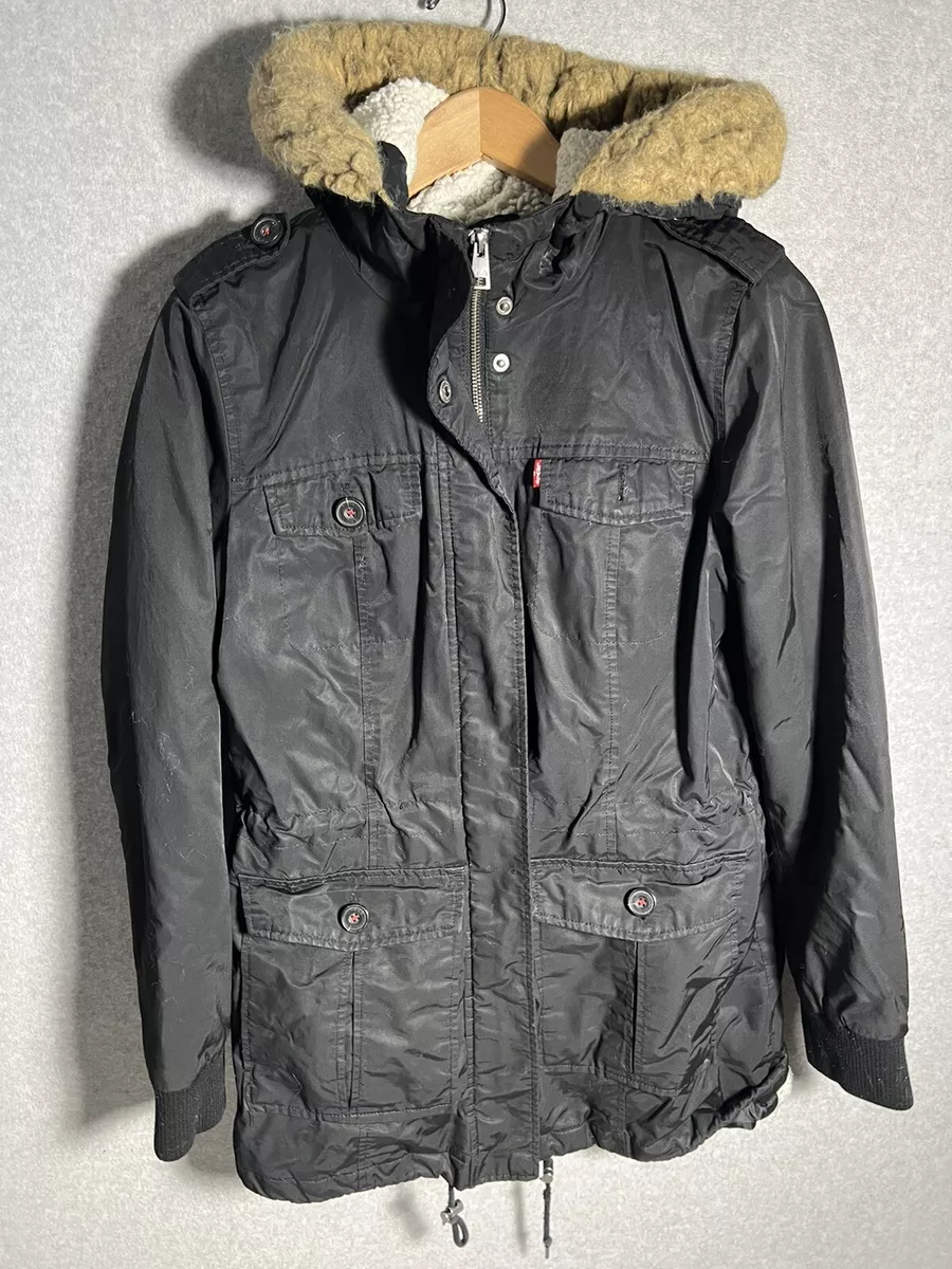 Levi Strauss Co. Winter Black Hooded Medium Women s Jacket Full