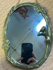 VINTAGE Brass Art Nouveau Figural Woman Pictu...