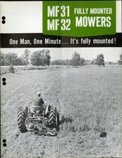 Vintage Massey Ferguson MF 31 and MF 32 FULLY MOUNTED MOWERS Spec Sheet  