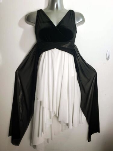 Costume vestito danza lirica grande nero/bianco bambina CHIAMATA TENDA NUOVO SENZA ETICHETTE - Foto 3 di 17