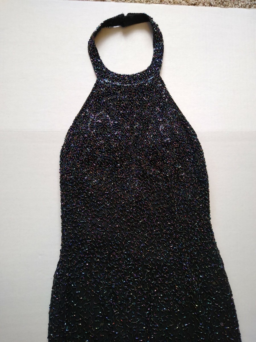 sean collection beaded dress Silk RN86145 size L 30