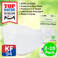 2-10 PCS KF94 Face Mask WHITE 4 Layer Safety Protective Adult Made in Korea
