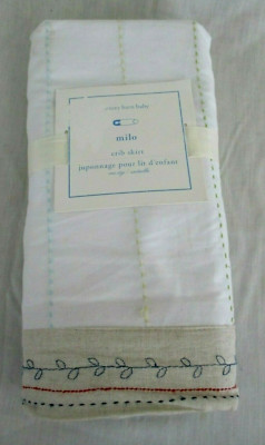 Pottery Barn Kids Crib Skirt Milo Cotton 16" Drop 28" x 52" NWT Linen ...