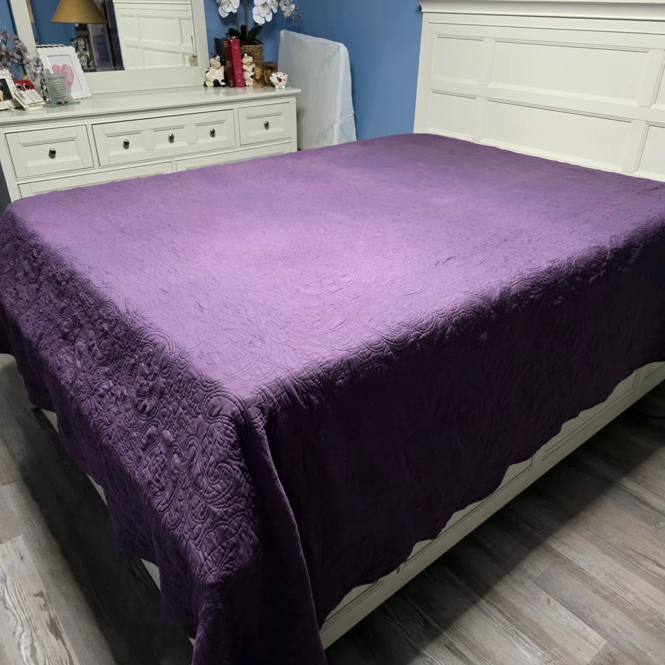 Quilted Bedspread Queen 108x92 Purple - Image 3 of 4