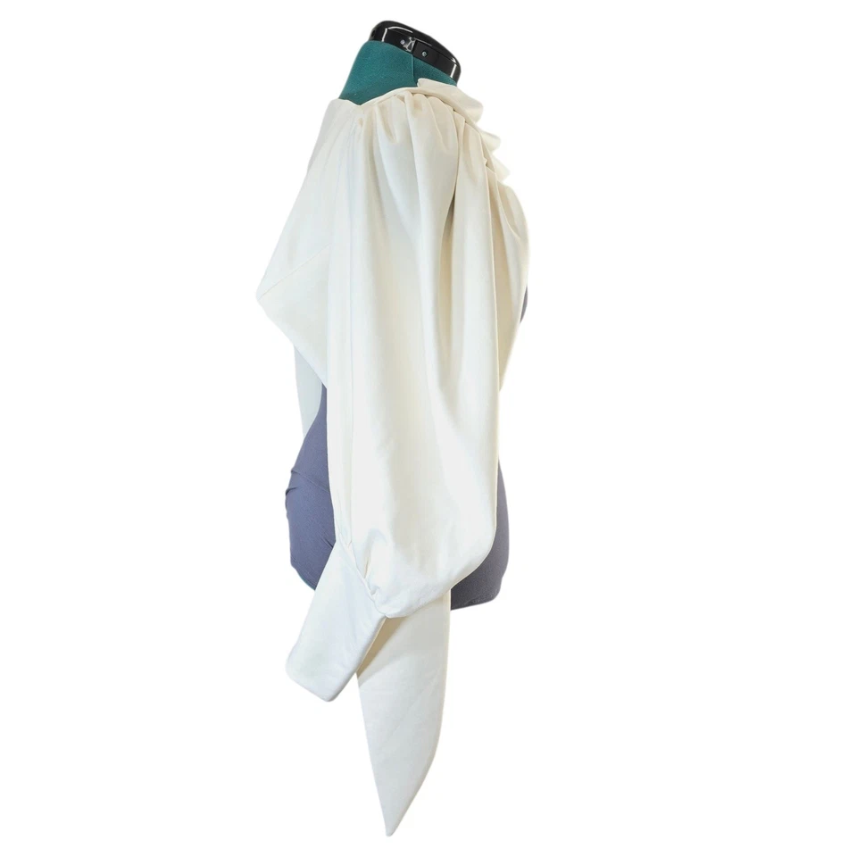 Blusa para mujer ETA Queen Top beige recortada con volantes manga corbata delantera - L Foto 3 de 4