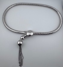 Vintage Whiting Davis Signed Silver Tone Mesh Tassel Belt