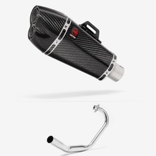 Lextek Carbon Fibre XP13C 210mm Exhaust System for Honda CBF 125 (08-16) Chrome