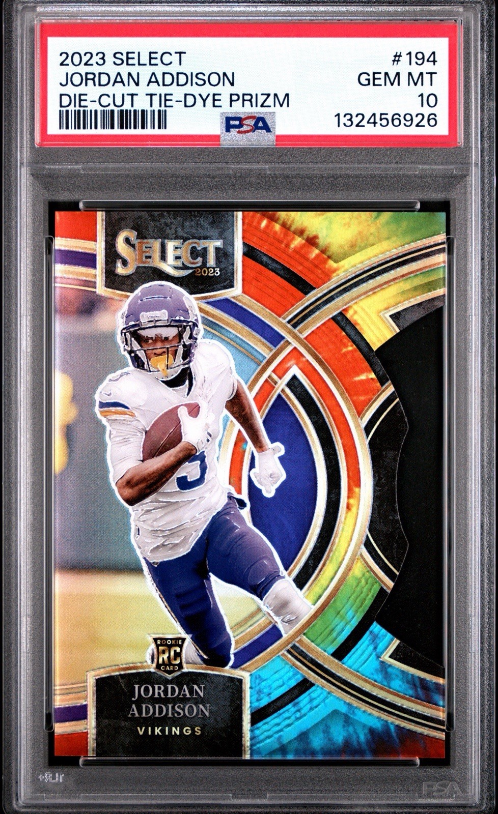 2023 Panini Select Jordan Addison RC Die-Cut Tie-Dye Prizm /25 PSA 10 Pop 6 #194