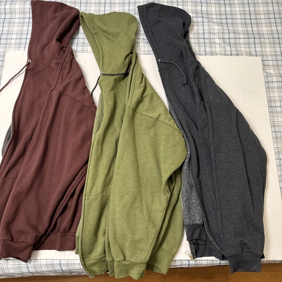 Sudadera con capucha Fruit Of The Loom para hombre talla 3XL lote de 3 cremallera completa azul verde borgoña Foto 2 de 4