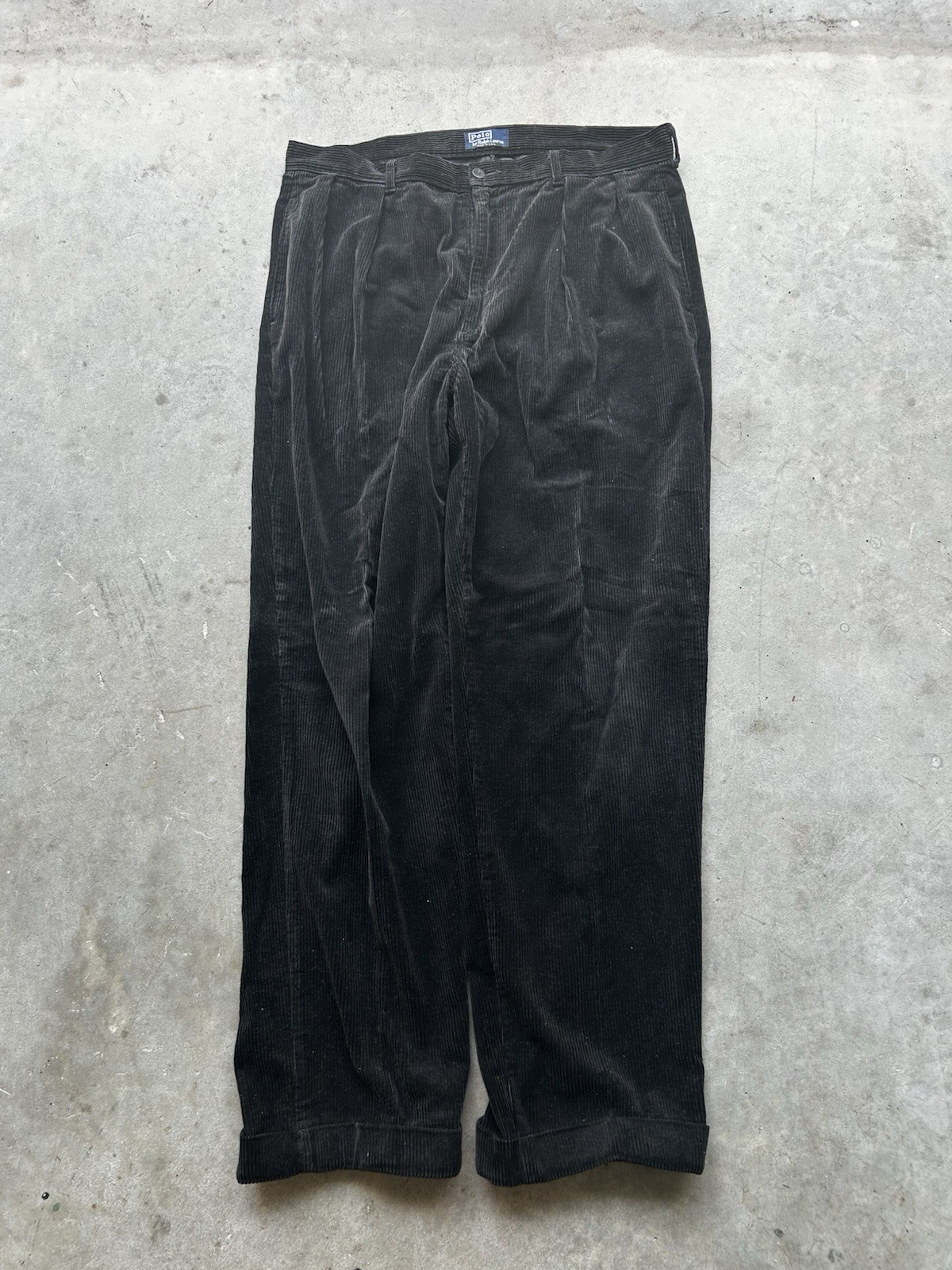 VTG Polo Ralph Lauren Pleated Pants Mens 34x30 Black Corduroy Made In USA 80’s