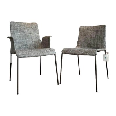 Walter Knoll 2er-Set Stuhl Liz Mit Und Ohne Armlehne Stoff TAO 7734 Grau