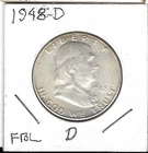 1948 d franklin half dollar FBL BUN