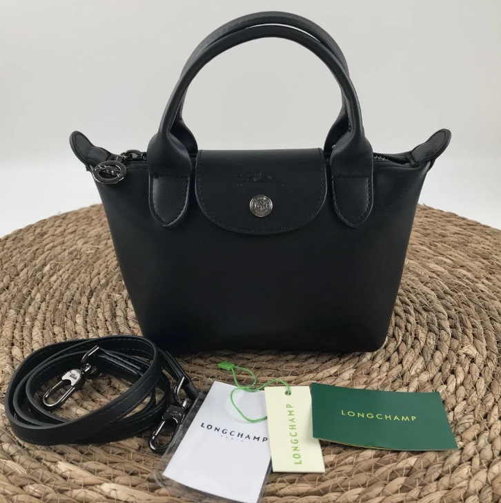 Longchamp Black Le Pliage XS Extras Original Handle Bag Pouch