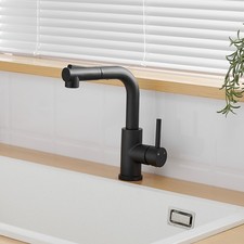 Sink Faucet, 360  Swivel Black Sink Kitchen Faucets with Pull out Sprayer