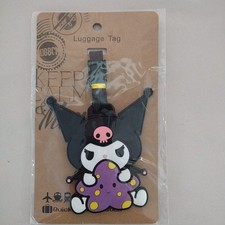 Kuromi Cute Luggage Tag Black Purple Suitcase Bag ID Travel Accessory Soft PVC