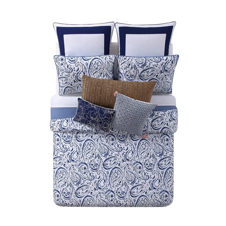 Oceanfront Resort Indienne Paisley Cotton Comforter Set Blue Full - Queen - Image 3 of 4