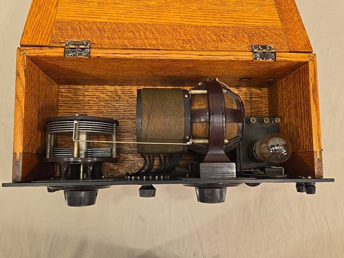 ANTIQUE 1920s GREBE RADIO TYPE CR-5 TUBE RECEIVER TUNER WOOD CASE A H & CO VTG - Picture 19 of 24