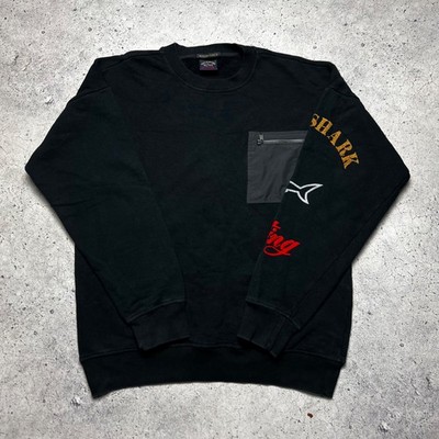 Paul & Shark Yachting Winter Fleece Sweatshirt Black Shark Logo Pocket Size L