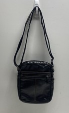 Jack Georges Black Leather North South Crossbody Messenger Bag Tan Stitching