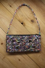 Beautiful beaded purse Balck  multi colored beads.