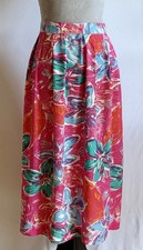 VTG Floral Midi Skirt Michelle Stuart USA Made, 1980s Tropical Rayon Sz M