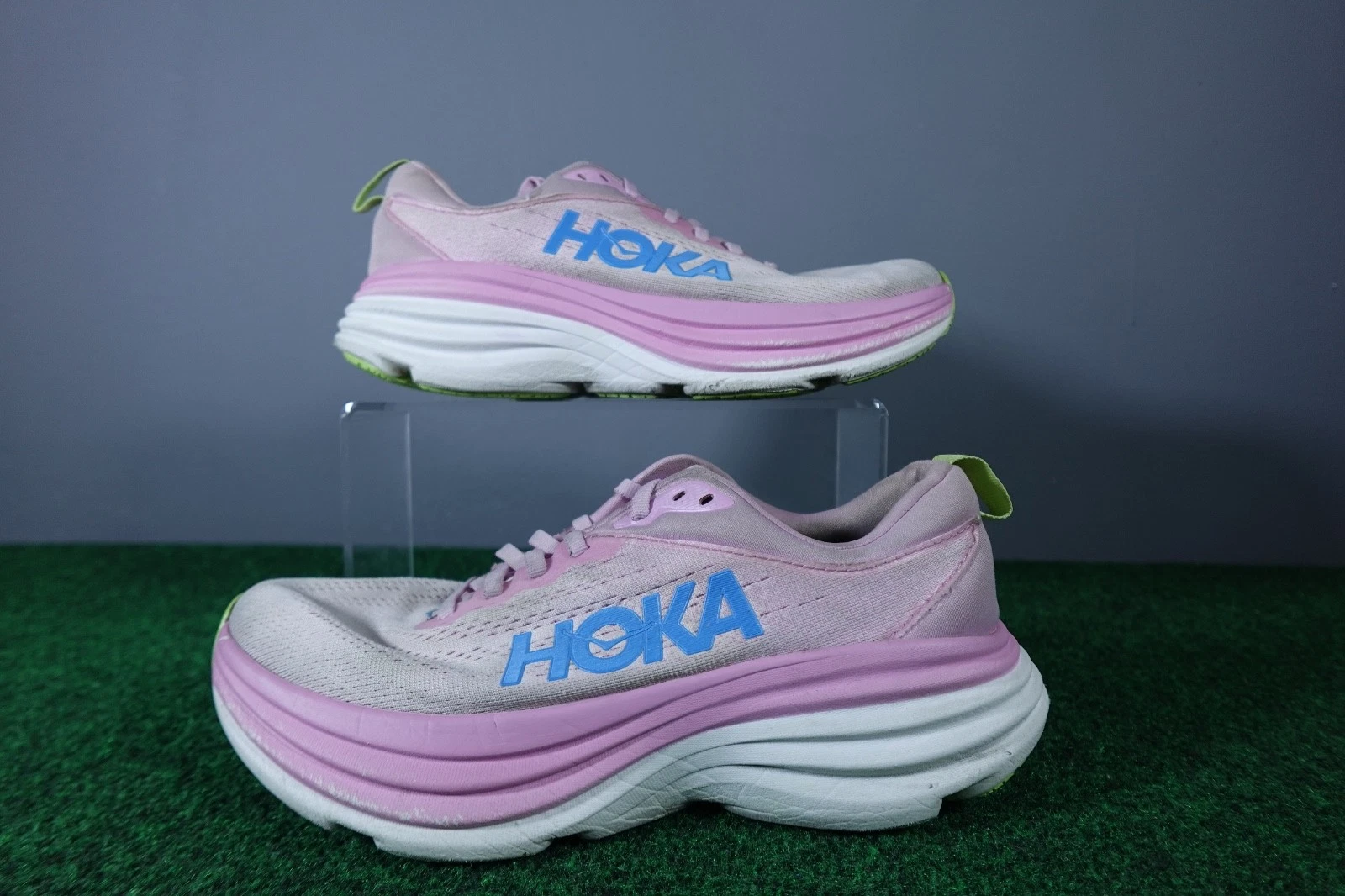 Hoka Bondi 8 Womens Pink Lavender Blue Running 1127952-PTWL Women size 8.5 B