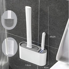 Silicone Toilet Brush with Holder Wall Mounted Bathroom Cleaning Set