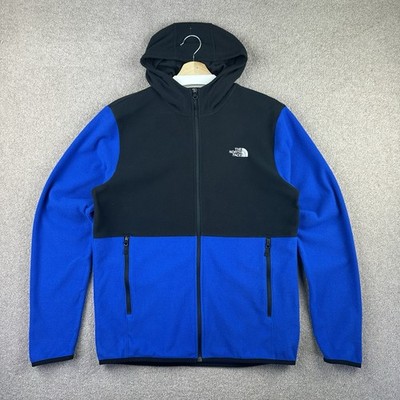 North Face TKA Glacier Fleece Hoodie Jacke Herren Medium schwarz blau Full Zip Kapuze
