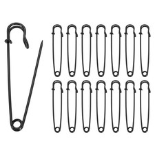 30pcs Safety Pins 100mm Electroplated Large Safety Pin for Clothes, Black