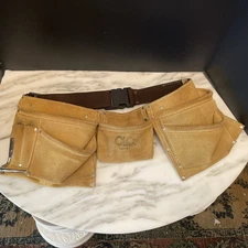 Leather Tool Belt CLC Work Gear 1370X3 Apron 8 Pockets Belt Clip Hammer Ring