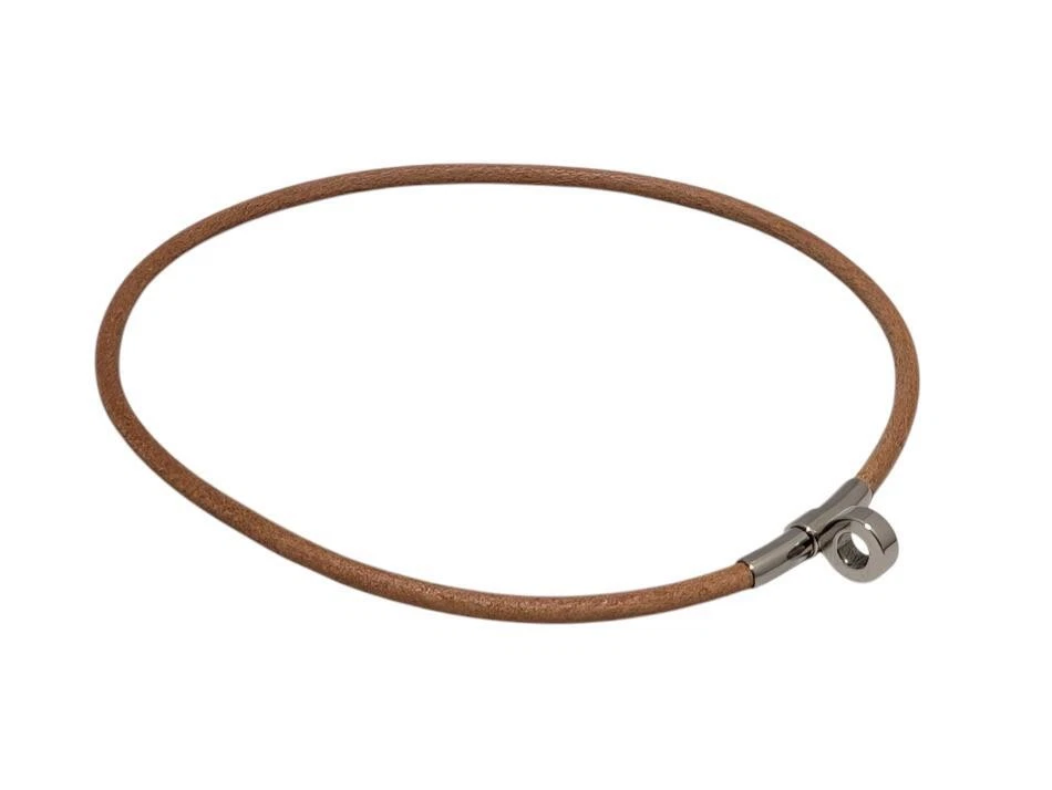 HERMÈS HERMES Collana Girocollo Doppio Kelly Bracciale Pelle Argento Naturale