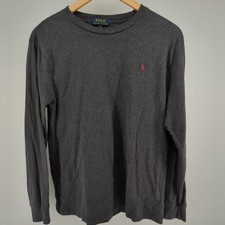 Polo Ralph Lauren Youth Shirt Gray Crewneck Long Sleeve Tee Sz XL 18-20