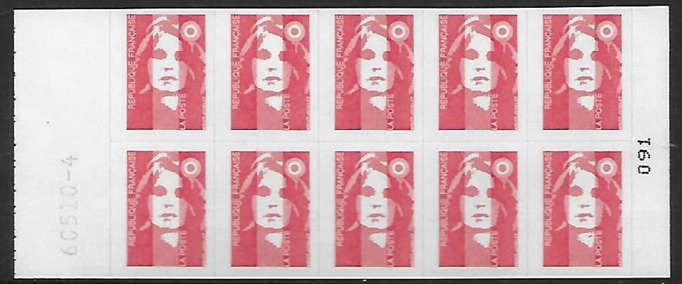 10 timbres neufs autocollants Marianne de Briat à validité permanente 20g - Photo 1/1