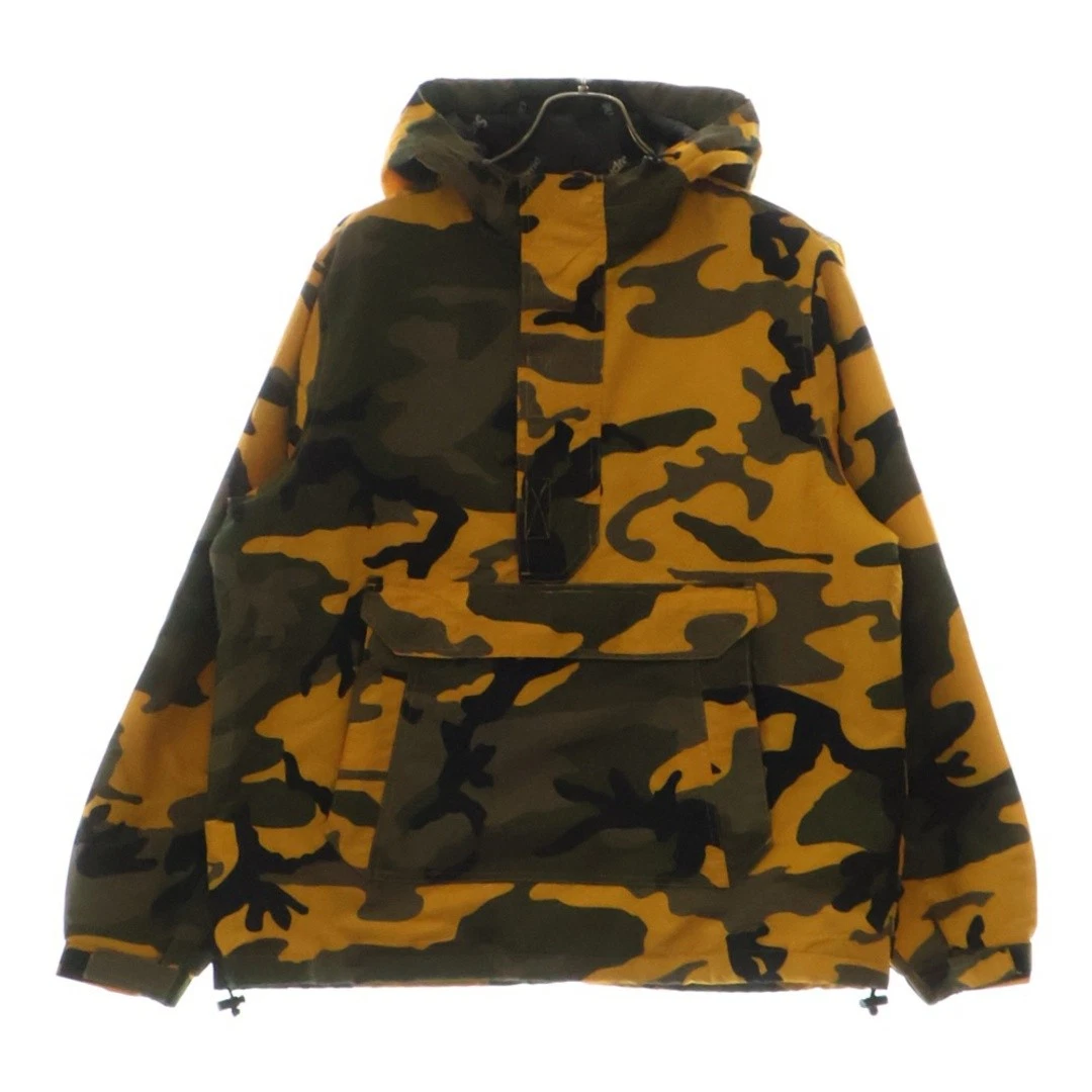 SUPREME 17aw Felpa con Cappuccio Logo Mezza Zip Mimetica Pullover Giacca Giallo Cachi U