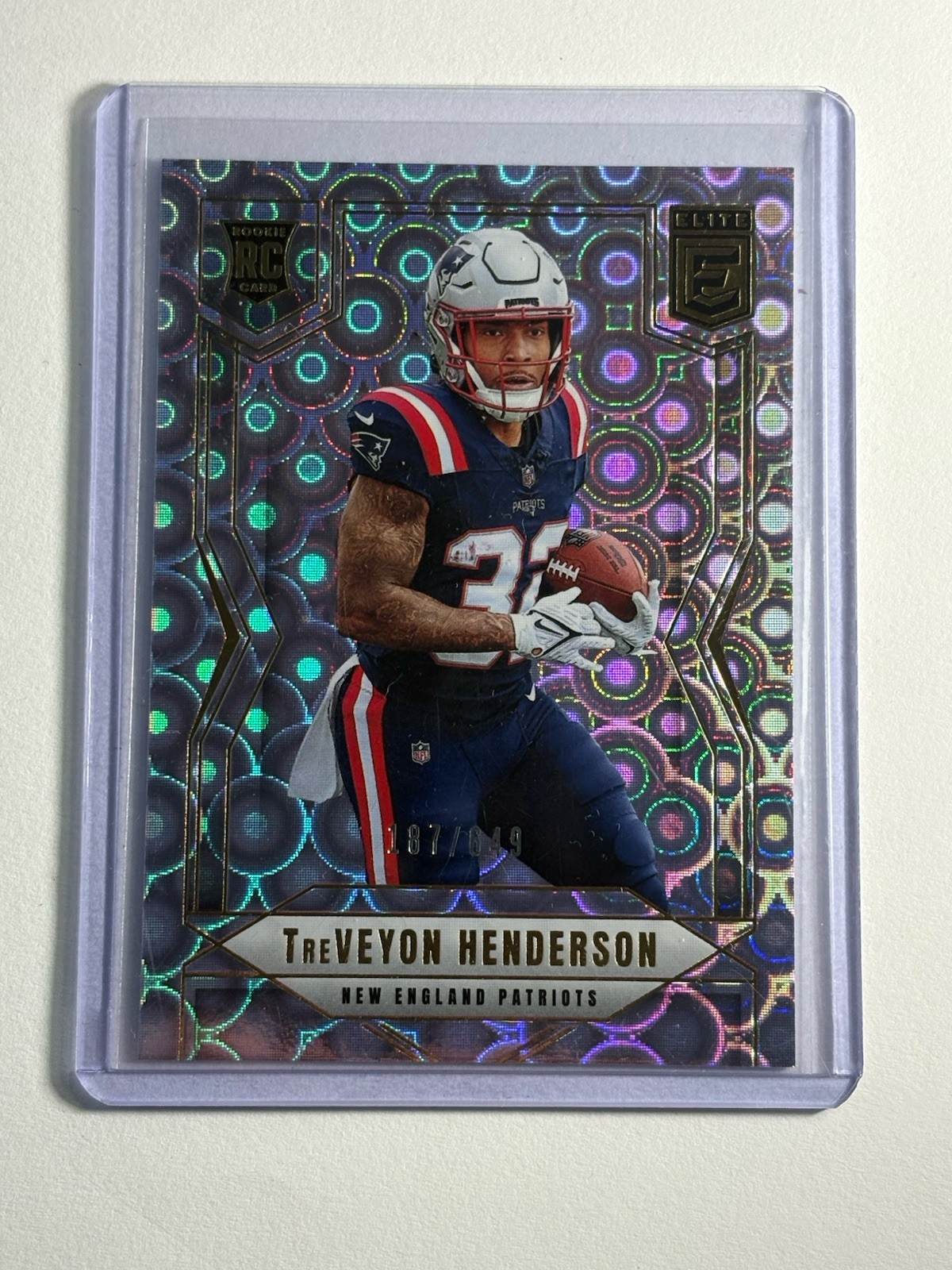 2025 Panini Donruss Elite Rookies Treveyon Henderson #152 Lavender Pyramids /649